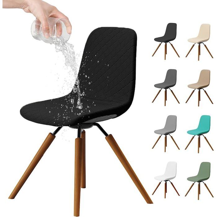 Housses de Chaise Salle à Manger Imperméable Extensible Lot de 4 Noir Housse Chaise Cuisine Lavable Universelle M HOUSSE DE CHAISE
