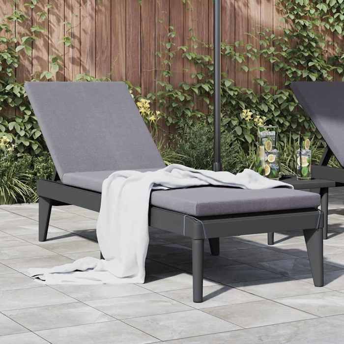 Chaise longue/Lit de repos résistant aux intempéries anthracite 186x60x29 cm PP LL4546