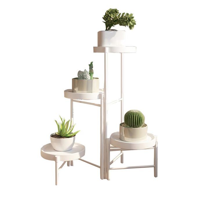 Support Plante Intérieur 4 Niveaux Porte Plante IntéRieur ExtéRieur ÉTagèRe Fleur Pliable Pour Coin De Salon Balcon Blanc