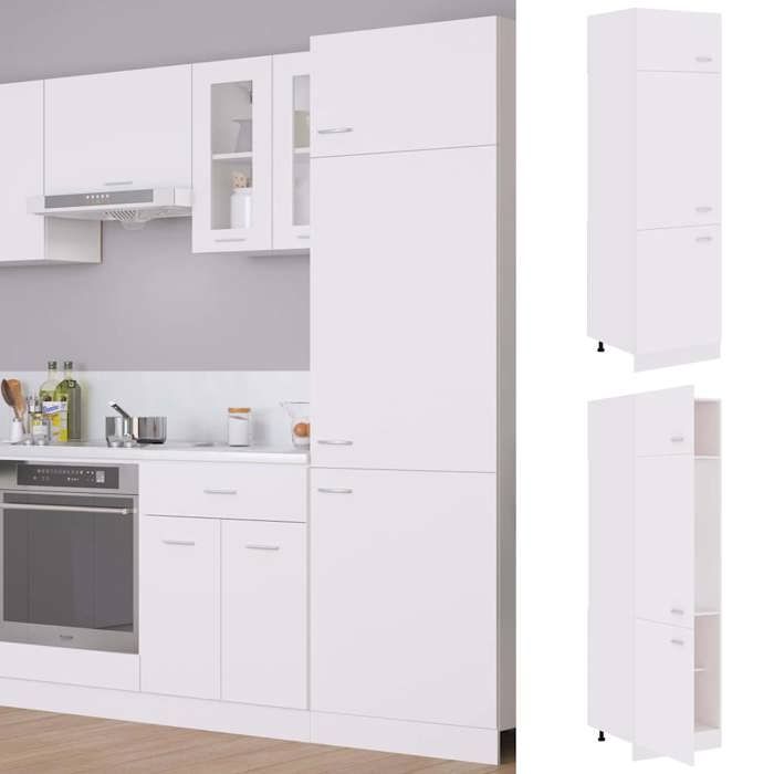 Blanc Armoire réfrigérée Lyon Blanc 60x57x207 cm Bois dingénierie - Meuble Rangement LV32796