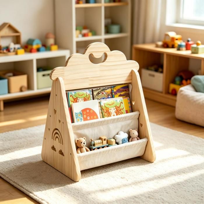 SUPFINE Mini Bibliothèque Enfant à 3 Niveaux Meuble de Rangement pour Chambre denfant en Bois Format Compact 36×32×48 5 cm