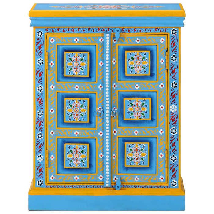 Elegant Buffet Bois massif de manguier Peinture manuelle turquoise - Meuble de salon(1parcel)541952