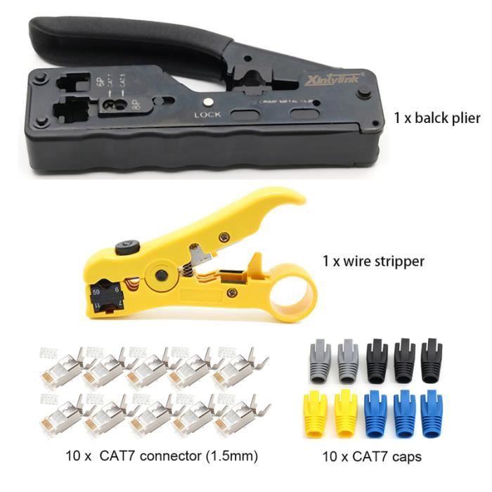 ENSEMBLE UN-Xintylink-Pince à Sertir RJ45 Pour Connecteur Cat8, Cat7, Cat5, Cat6, Outil De