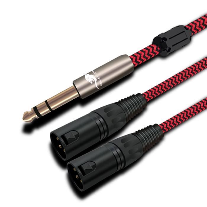 Cavo Jack TRS 6,35 Mm Stereo Bilanciato – 1,5 M Rosso | Doppio Cavo Audio Per Mixer E Controller In Studio