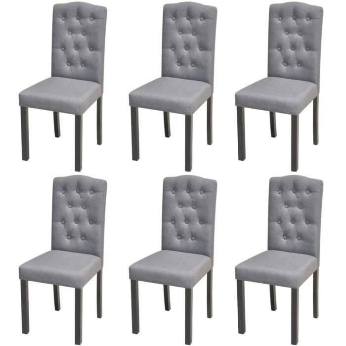 lot de 6 chaises de salle à manger gris clair tissu - 42 x 51,5 x 95 cm