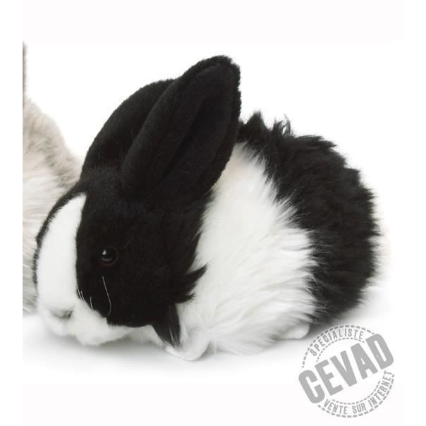 peluche lapin noir et blanc