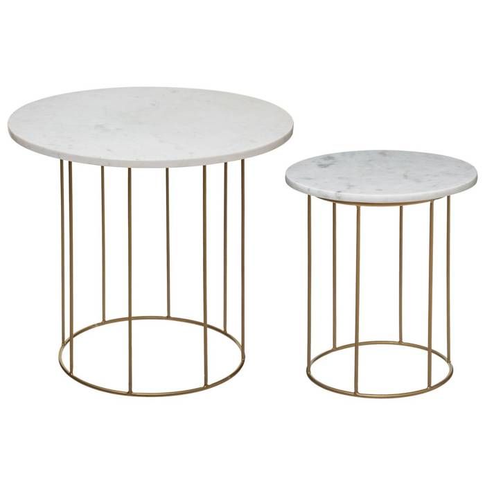 Lot de 2 tables gigognes Garance blanc plateau marbre - Atmosphera Créateur dintérieur