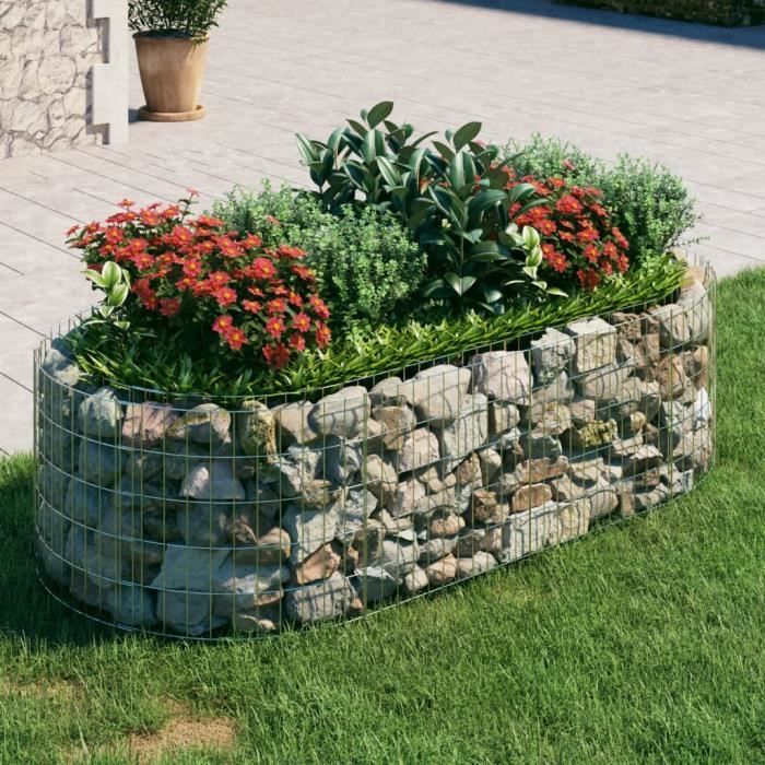 LEX Lit surélevé à gabion Acier galvanisé 800x100x20 cm - Qqmora