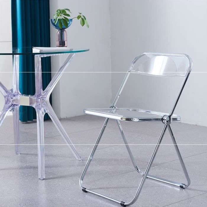 Chaise pliante en acrylique blanc transparent pour salle à manger - HOMBUY