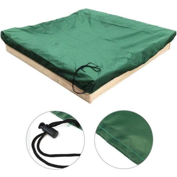 Bâche De Protection Bac à Sable 150x150x20cm - Tissu Oxford Étanche - Housse Avec Cordon De Serrage