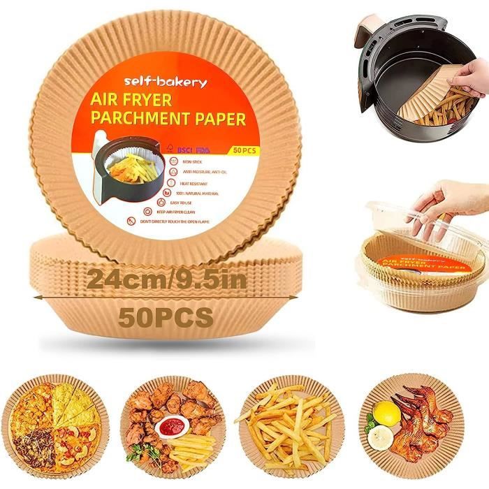 Papier Cuisson Air Fryer Ronde 24Cm Xxl Papier Sulfurisé Pour Airfryer Friteuse Air Chaud Poêle