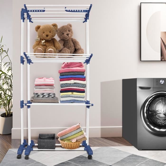 AGNESG FIL A LINGE Corde de séchage de vêtements peut se déplacer sécher dans tous les aspects FIL A LINGE