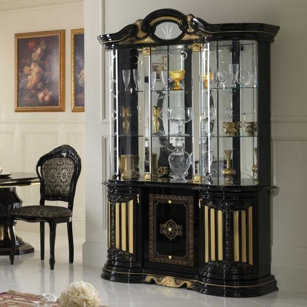 Armoire Vitrine ROMA 3 Portes Avec Éclairage LED - 90 X 194 Cm - Meuble De Rangement Et Décoration