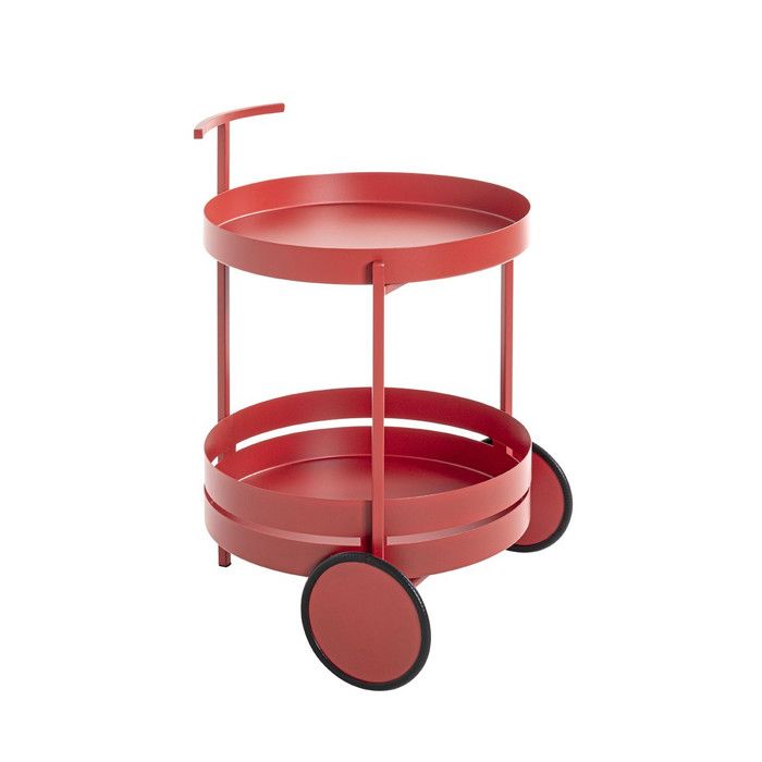 Desserte de Cuisine Ronde Postres 62cm Rouge Corail