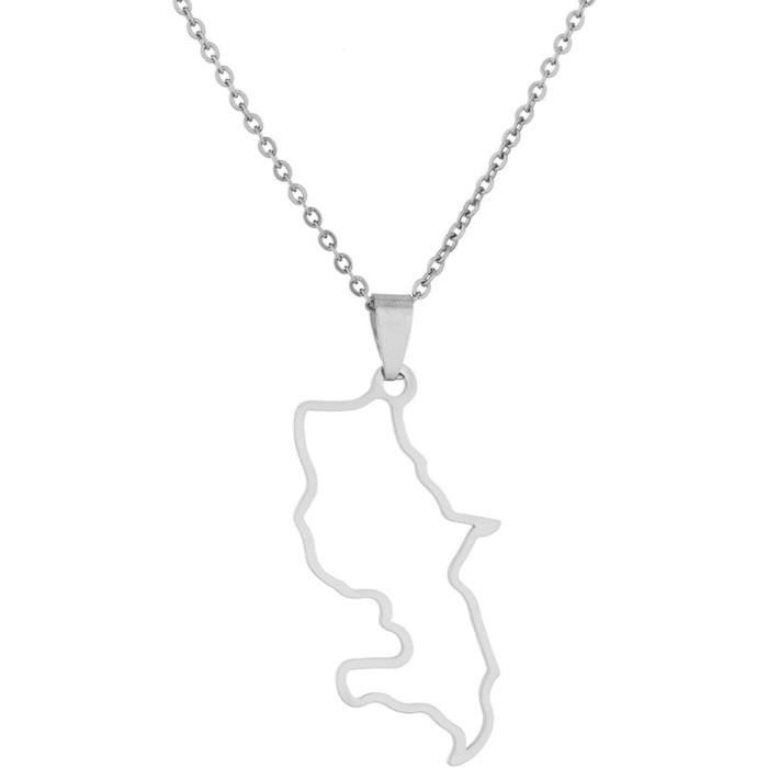 Carte Du Cameroun Pendentif Colliers - Femmes Hommes Charme Hip Hop Chaîne De La Clavicule Bijoux, Cartes Ethniques Collier Drapeau De Pays Pour Pull Chaîne Fine Fête Chic Cadeau, Jaune, Chaî