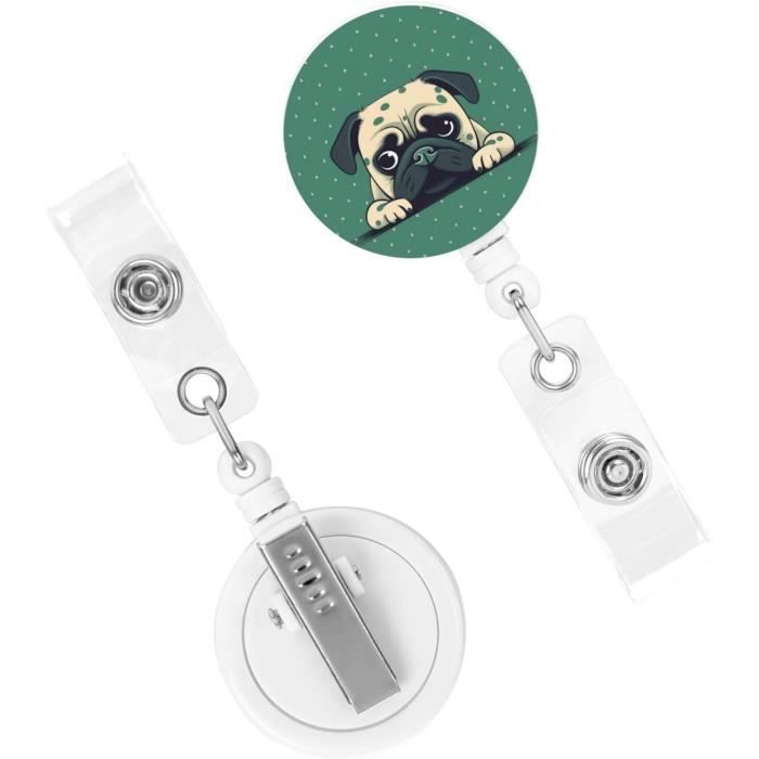 Porte-badge Rétractable Avec Clip - Design Husky Noir Et Blanc - Pour Infirmière, Bureau, Médecin - Cadeau Pratique Et Stylé - 8