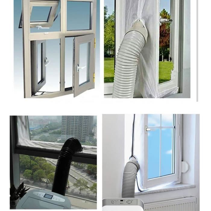 Joint De Fenêtre AirLock Pour Climatiseur Mobile & Sèche-linge - Bande Velcro 4 M, 2 Ouvertures Zippées, étanche