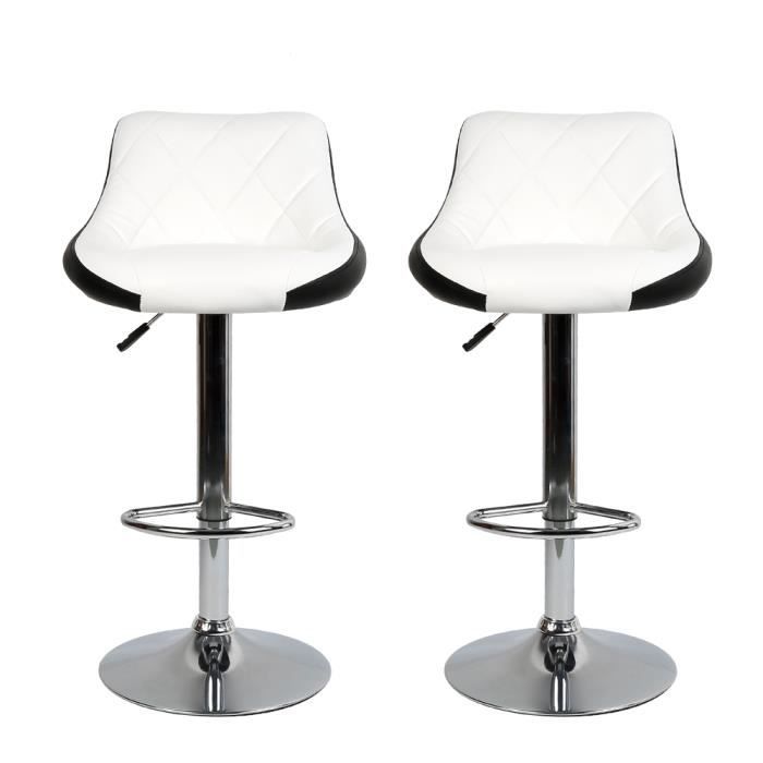 LUXS Tabourets de Bar-Lot de2-Bicolore-Nouvel Aspect-Hauteur Réglable 59-79cm-en Cuir synthétique