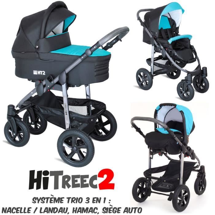 poussette trio turquoise