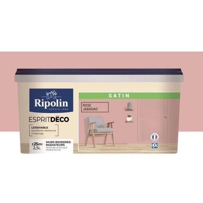 RIPOLIN Peinture Couleur Satin Ultra Couvrante pour Cuisine, Chambre, Salon, Salle, Entrée, Couloir 
