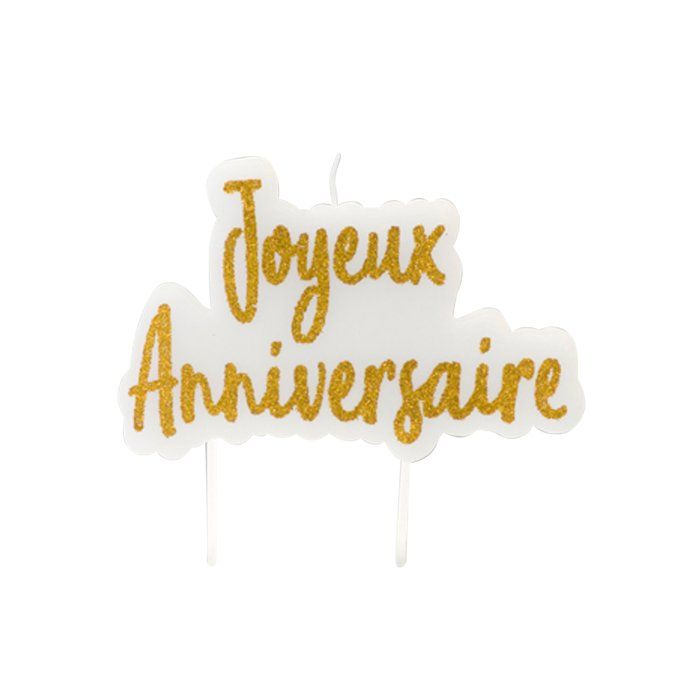 Bougie Sur Pique Joyeux Anniversaire Doree Pailletee 8 X 5 Cm Cdiscount Maison