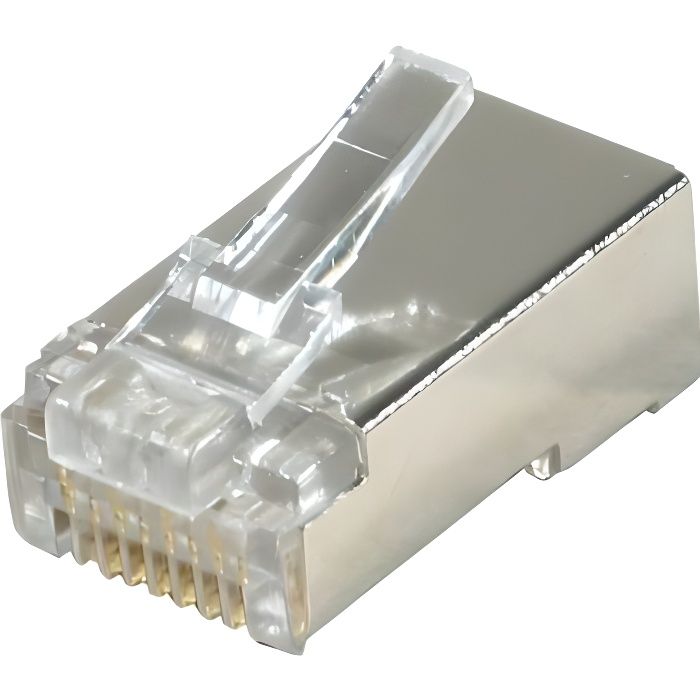 VCE Lot de 25 Connecteur RJ45 CAT6 Embout de Connecteur Blind Nickel RJ45  8P8C Via Une Prise Modulaire Ethernet[1004] - Cdiscount Informatique