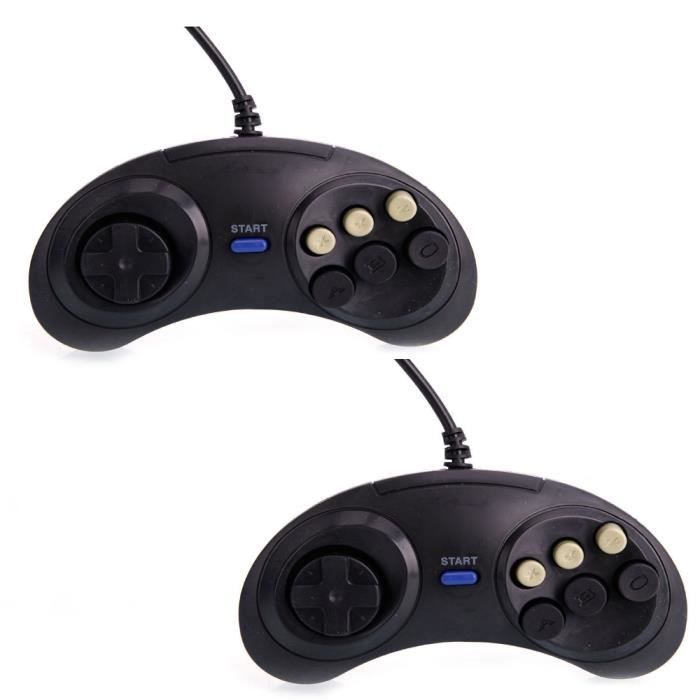 Ensemble de deux manettes de jeu de remplacement pour le contrôleur Sega Megadrive. Rétro gamepad 6 boutons.