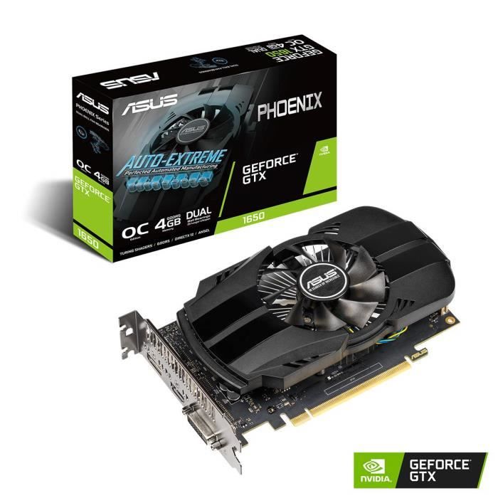 ASUS GeForce GTX 1650 Phoenix OC 4GB GDDR5 Graphics Card 896 Core 1485MHz GPU 1680MHz Boost Cdiscount Informatique