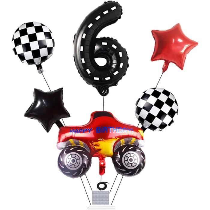 Liitata Ensemble de 4 ballons de course pour voiture de course - Décoration d'anniversaire - Numéro 4 Liitata Ensemble de 4 ballons de course pour voiture de course - Décoration d'anniversaire - Numéro 4