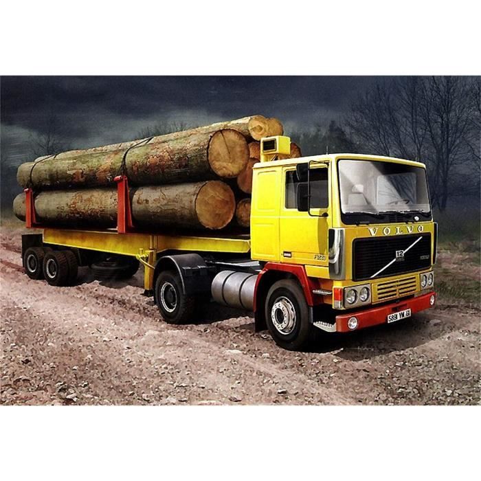 Maquette de camion Volvo f12-20 & timber semi trailer Heller Maquette 1/32 - 146 pièces