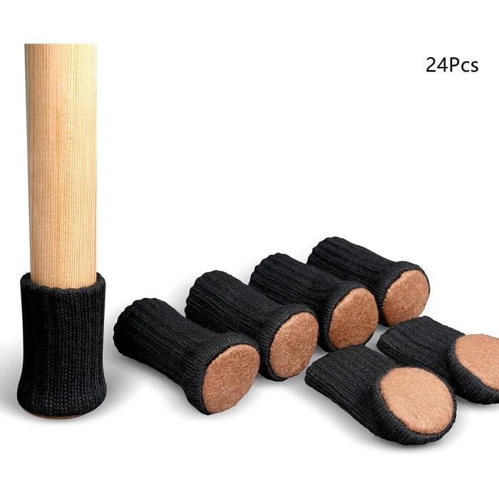 Chaussettes de meubles - Lot de 24 - Antidérapantes - Lavables - Protection sol en polyester