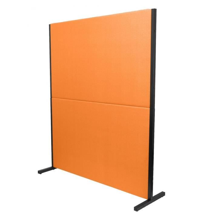 Paravent De Separation Pour Bureaux Et Postes De Travail Amovible Et Avec Structure Noire Garni En Tissu Bali Orange Piqueras Y Achat Vente Chaise De Bureau Soldes Sur Cdiscount