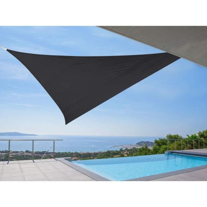 Idéprice toile dombrage triangulaire 5x5x5m polyester déparlent anti UV 180 gr/m2 Gris Anthracite 36 x 25 x 5 cm 