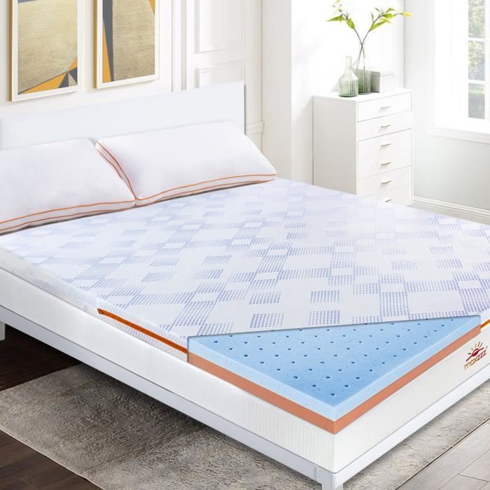 Maxzzz Surmatelas 140x190 cm à Mémoire de Forme avec Gel - Epaisseur 7 ...