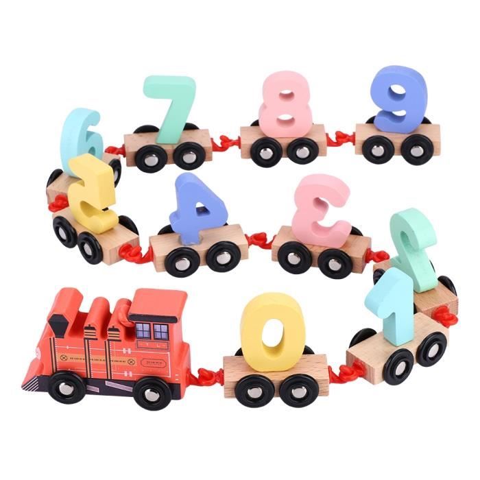 Sonew Train En Bois Pour Enfants Jouets Pour Bebes Remorque Pour Enfants Train En Bois Blocs De Vehicules Geometrie Couleur Cdiscount