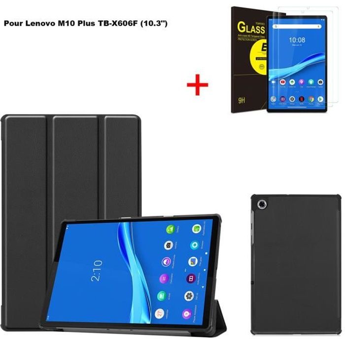 Verre trempé + Coque Tablette pour Lenovo Tab M10 Plus 10.6 Inch Tablet (3rd  Gen) Flip Housse Cuir PU Etui avec Fentes Cartes- Bleu - Cdiscount  Informatique