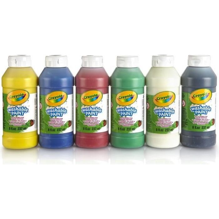 Crayola - 6 Bouteilles de peinture lavable - Peinture et accessoires