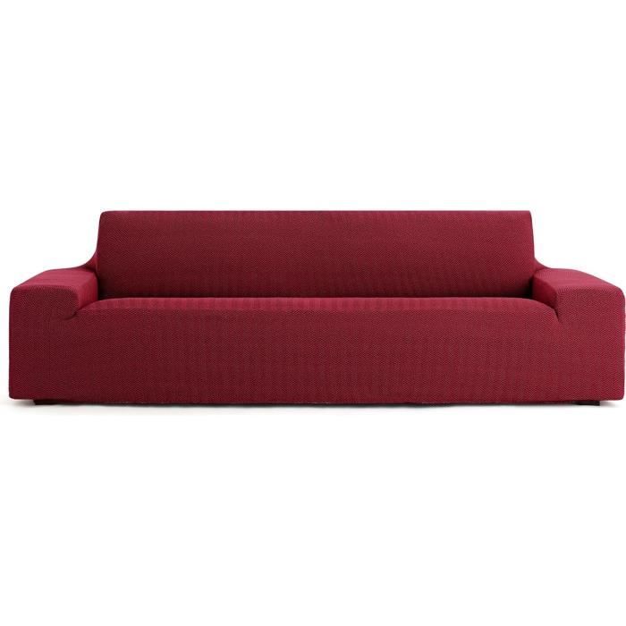 Housse Canapé Bi-Élastique en Tissu Jacquard Super Élastique - Taille 5 Places - Bordeaux - Marque ECOMMERC3