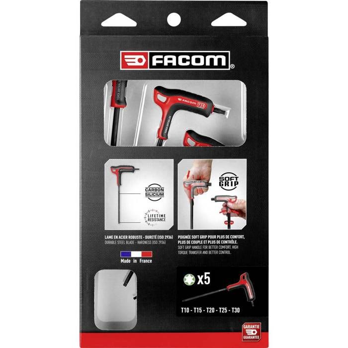 Jeu de clés en T Torx FACOM 89TX.PB Taille T10T15T20T25T30 Jeu de 5 clés