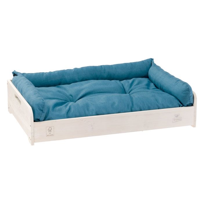 Comparer les prix de Ferplast HALL Lit d'intérieur pour chien Ferplast Hall de taille moyenne en bois FSC avec coussin en coton lavable. Cadre à lattes