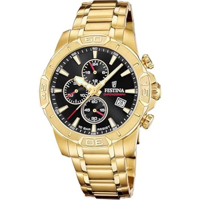 Montre - FESTINA - F20705/4 - Chronographe - Acier Inoxydable Doré - Étanchéité 10 Atm