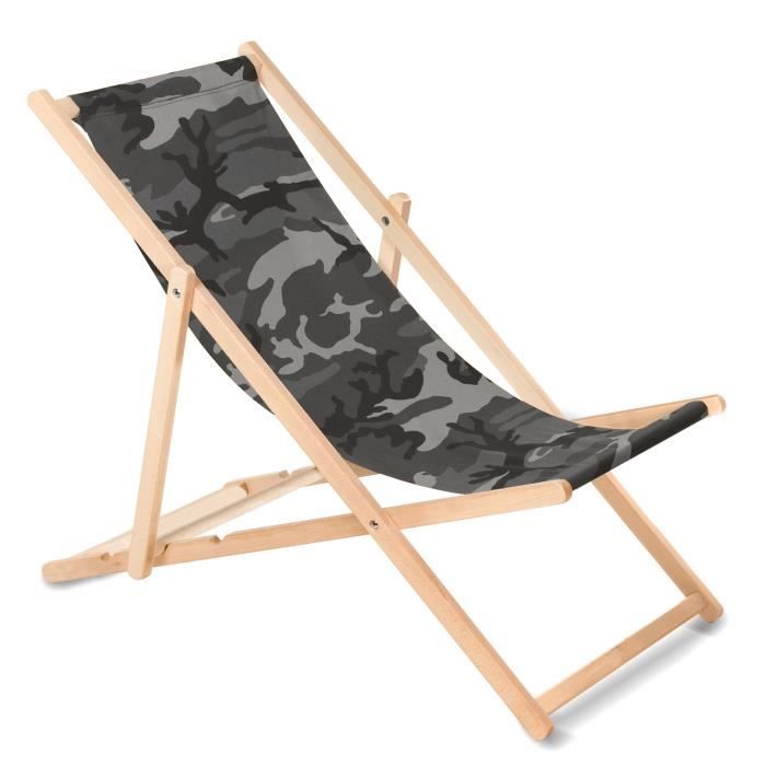 chaise longue bain de soleil camouflage gris