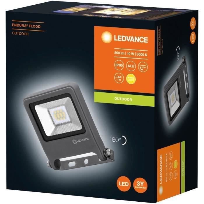 LEDVANCE Projecteur extérieur LED - 10 W - 700 lm - IP65 - Aluminium - Gris foncé