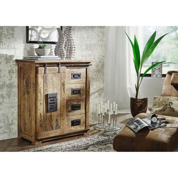 Commode 50x30 Manguier Laqué Bois Naturel RAILWAY #181