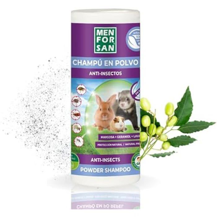 Comparer les prix de Shampooing en Poudre - MENFORSAN - Rongeurs, Lapins et Furets - Nettoyage à Sec - Vegan - Élimine les Odeurs