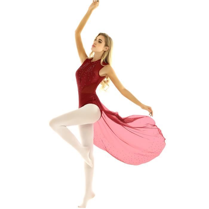 MSemis Robe Ballet Entraînement Robe Danse Justaucorps Dos Dénudé Body Danse Classique Bodysuit en Coton Doux pour Enfant Fille 3-16 Ans 