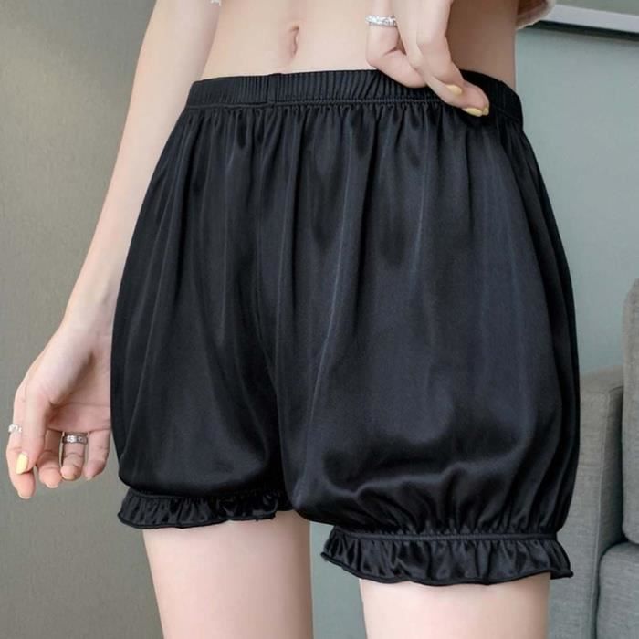 Short De Pyjama Femme En Satin, Soie Artificielle, Noir, Taille Unique, Neuf Avec étiquettes