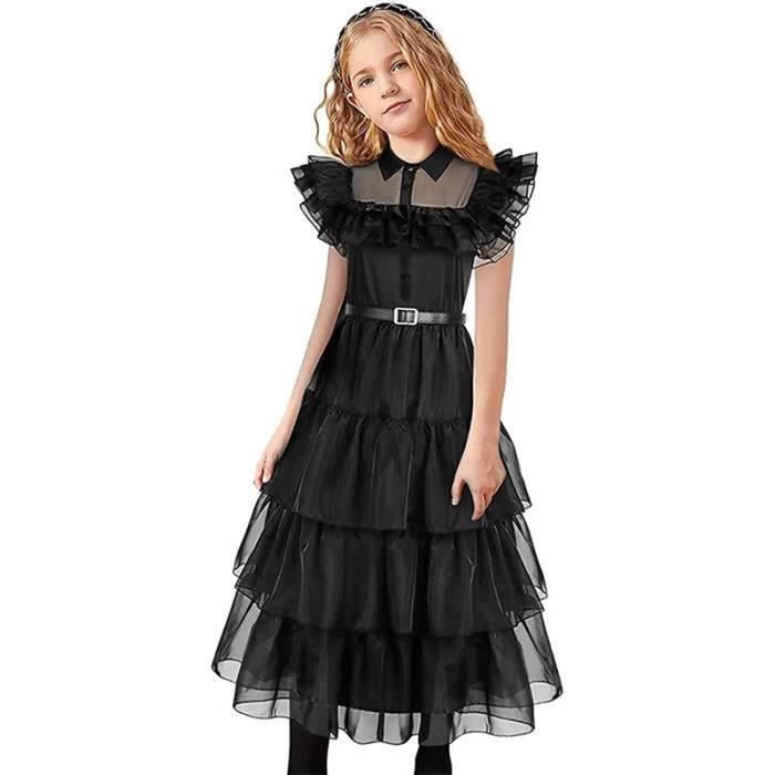 Déguisement Robe de famille Mercredi Addams pour filles - Marque - Modèle -  Tissu polyester - Noir - Intérieur