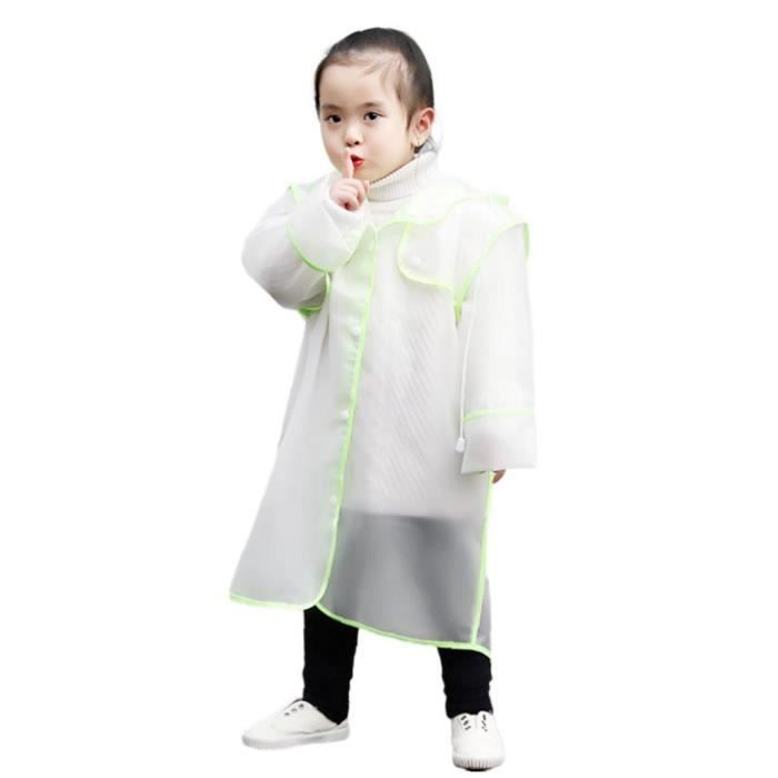 TRANSPARENT EVA EVA EVA avec capuche Poncho de pluie réutilisable Poncho pour enfants (vert fluorescent, XL)