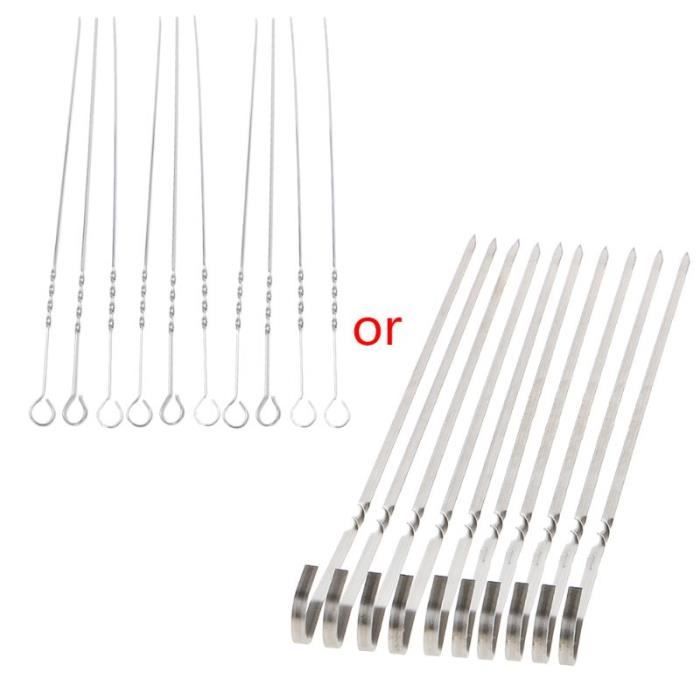 Lot De 10 Brochettes En Acier Inoxydable Pour Barbecue - Longueur 43 Cm, Réutilisables, Lave-vaisselle - 3